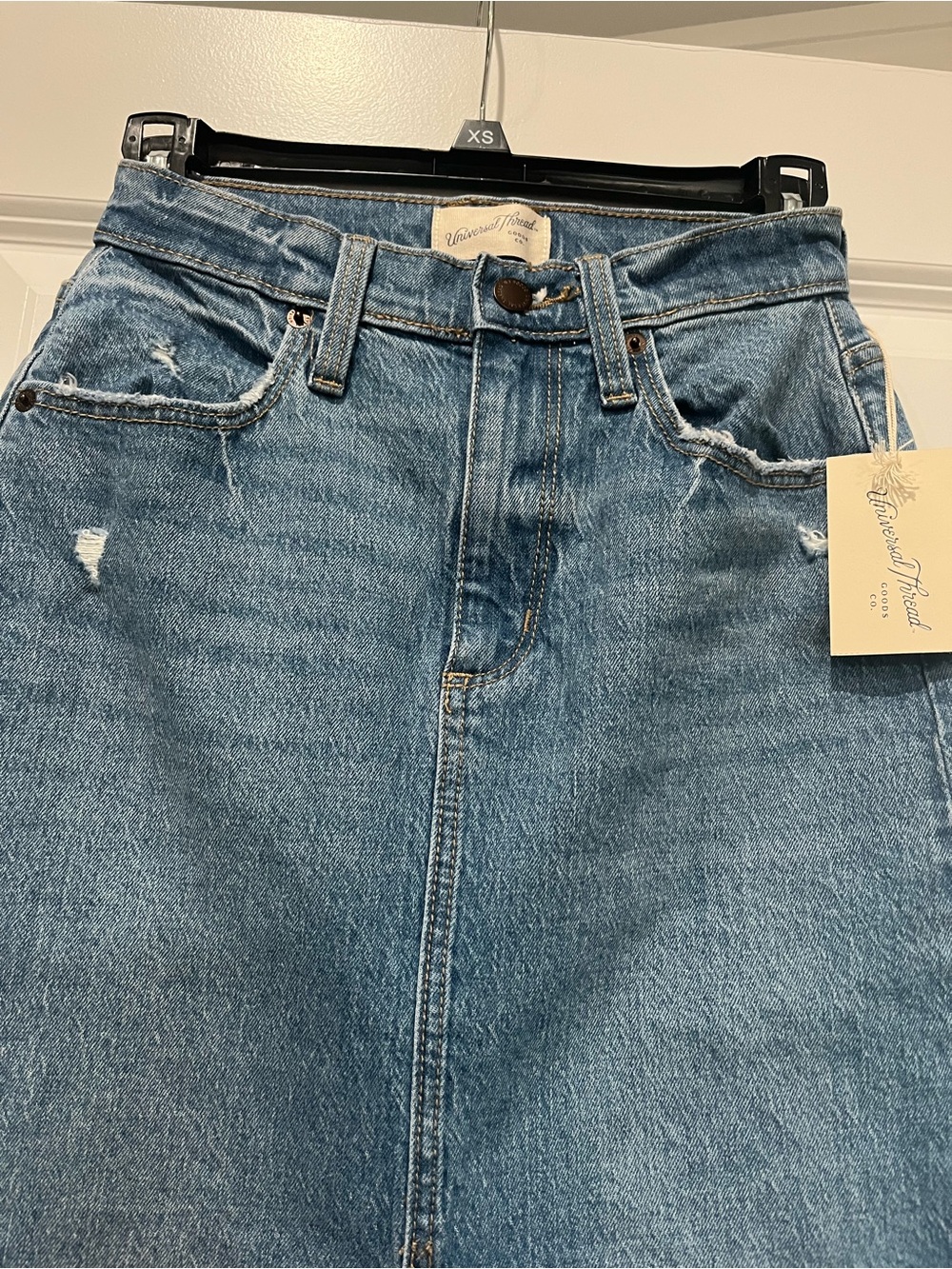 Universal Thread High-Rise Light Blue Distressed Jeans 30” long. 36” waist